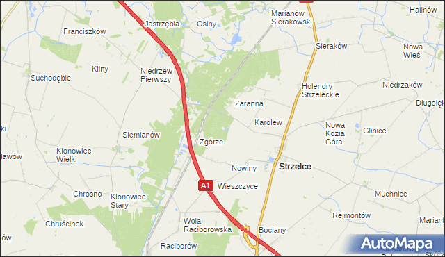 mapa Strzelce Osada Leśna, Strzelce Osada Leśna na mapie Targeo