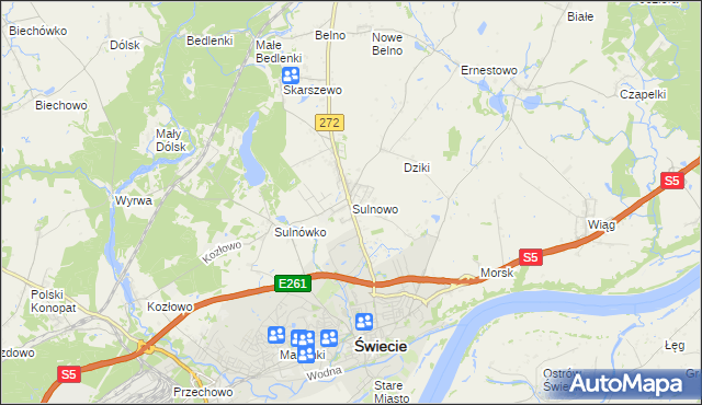 mapa Sulnowo, Sulnowo na mapie Targeo