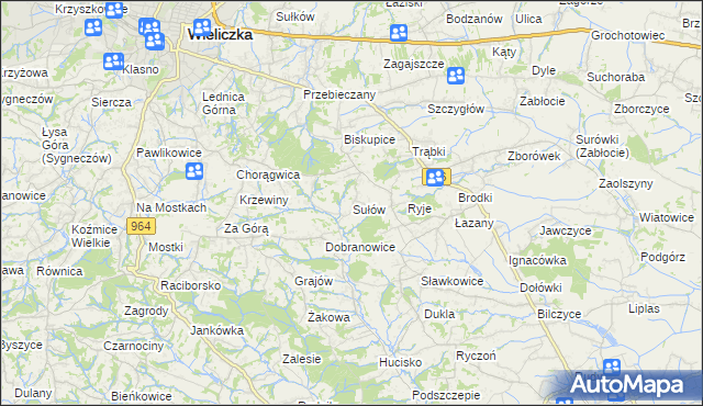mapa Sułów gmina Biskupice, Sułów gmina Biskupice na mapie Targeo