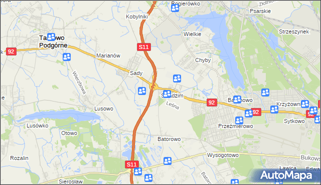 mapa Swadzim gmina Tarnowo Podgórne, Swadzim gmina Tarnowo Podgórne na mapie Targeo