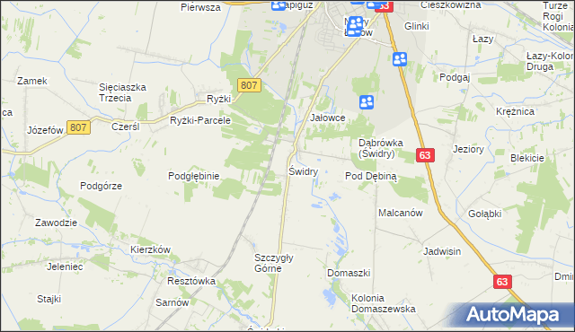 mapa Świdry gmina Łuków, Świdry gmina Łuków na mapie Targeo