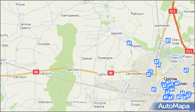 mapa Świeligów, Świeligów na mapie Targeo