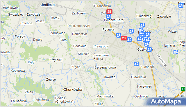 mapa Świerzowa Polska, Świerzowa Polska na mapie Targeo