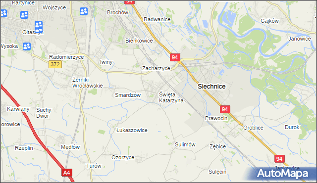 mapa Święta Katarzyna gmina Siechnice, Święta Katarzyna gmina Siechnice na mapie Targeo