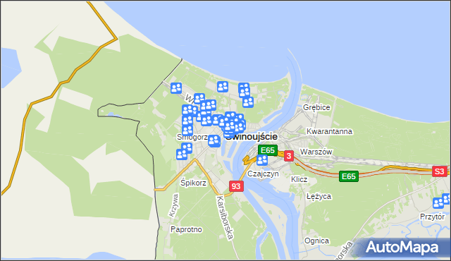 mapa Świnoujście, Świnoujście na mapie Targeo