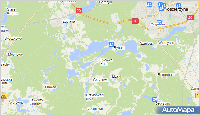 mapa Sycowa Huta, Sycowa Huta na mapie Targeo