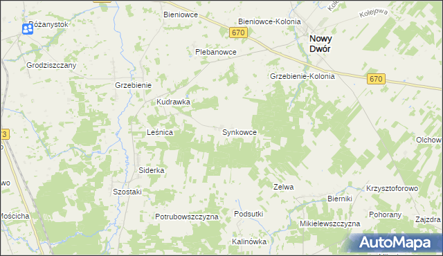 mapa Synkowce, Synkowce na mapie Targeo