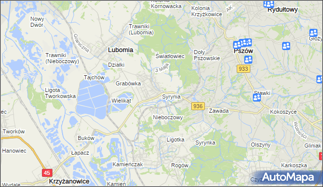 mapa Syrynia, Syrynia na mapie Targeo