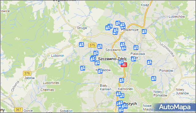 mapa Szczawno-Zdrój, Szczawno-Zdrój na mapie Targeo