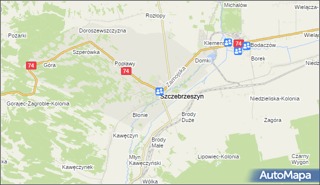 mapa Szczebrzeszyn, Szczebrzeszyn na mapie Targeo