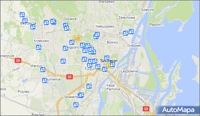 mapa Szczecina, Szczecin na mapie Targeo