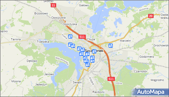 mapa Szczecinek, Szczecinek na mapie Targeo