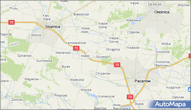 mapa Szczeglin gmina Stopnica, Szczeglin gmina Stopnica na mapie Targeo