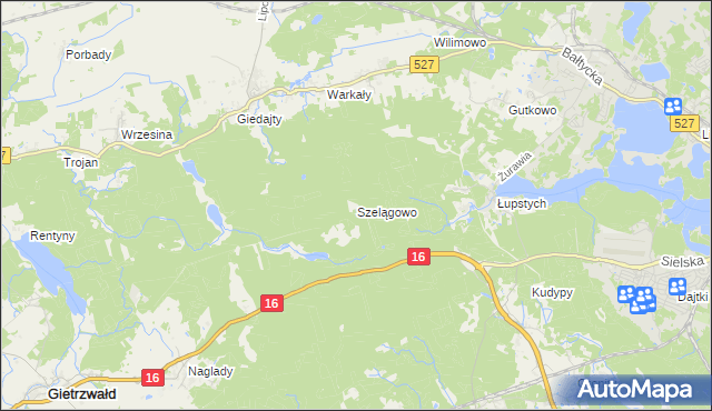 mapa Szelągowo, Szelągowo na mapie Targeo