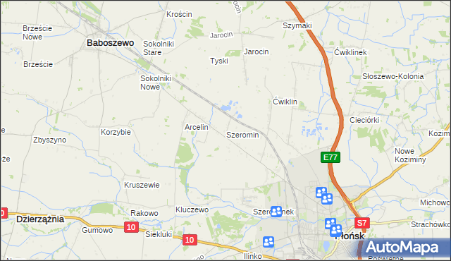 mapa Szeromin, Szeromin na mapie Targeo