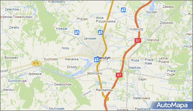 mapa Tarczyn powiat piaseczyński, Tarczyn powiat piaseczyński na mapie Targeo