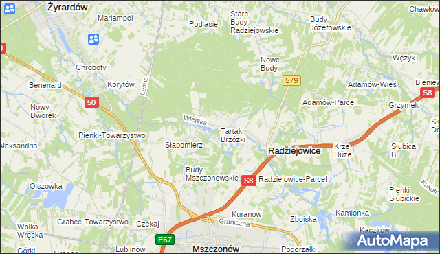 mapa Tartak Brzózki, Tartak Brzózki na mapie Targeo
