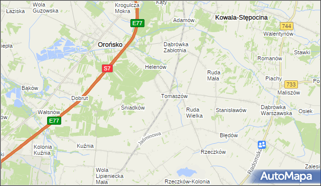 mapa Tomaszów gmina Orońsko, Tomaszów gmina Orońsko na mapie Targeo