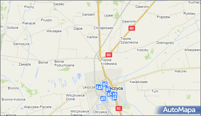 mapa Topola Królewska, Topola Królewska na mapie Targeo