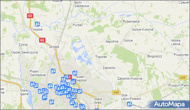 mapa Topórek, Topórek na mapie Targeo