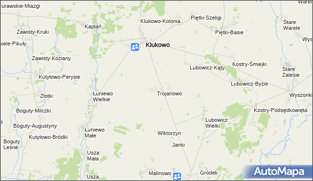 mapa Trojanowo gmina Klukowo, Trojanowo gmina Klukowo na mapie Targeo
