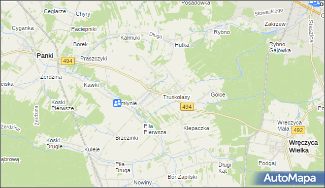 mapa Truskolasy gmina Wręczyca Wielka, Truskolasy gmina Wręczyca Wielka na mapie Targeo