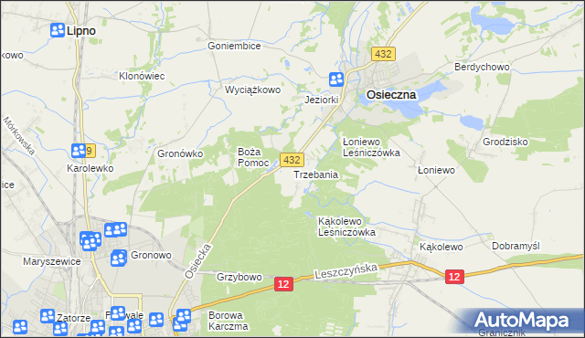 mapa Trzebania, Trzebania na mapie Targeo