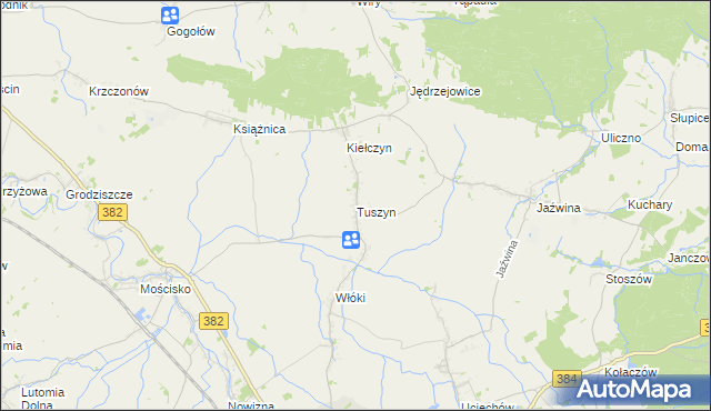 mapa Tuszyn gmina Dzierżoniów, Tuszyn gmina Dzierżoniów na mapie Targeo