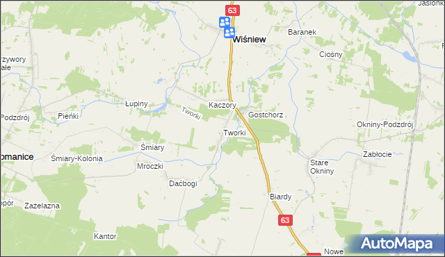 mapa Tworki gmina Wiśniew, Tworki gmina Wiśniew na mapie Targeo
