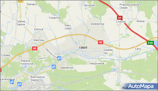 mapa Ujazd powiat strzelecki, Ujazd powiat strzelecki na mapie Targeo