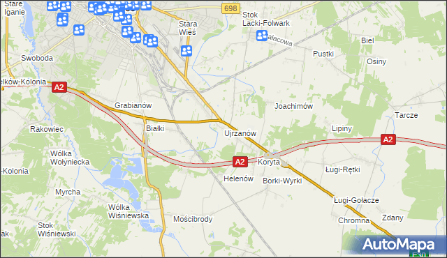 mapa Ujrzanów, Ujrzanów na mapie Targeo