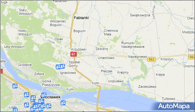 mapa Uniechowo, Uniechowo na mapie Targeo