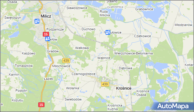 mapa Wąbnice, Wąbnice na mapie Targeo