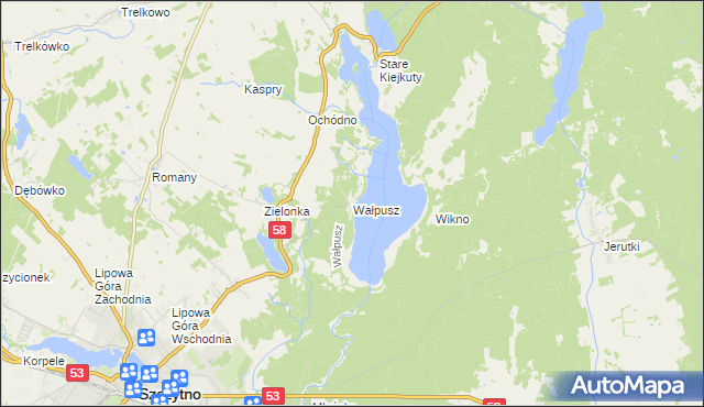 mapa Wałpusz, Wałpusz na mapie Targeo