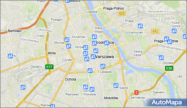 mapa Warszawy, Warszawa na mapie Targeo