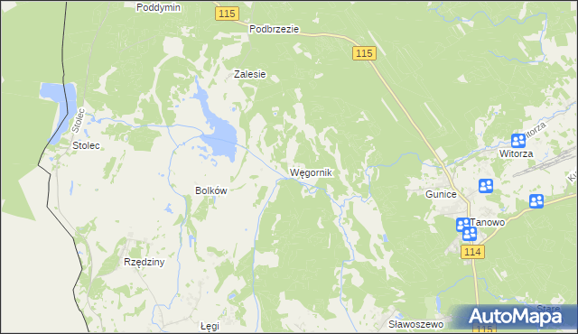 mapa Węgornik, Węgornik na mapie Targeo