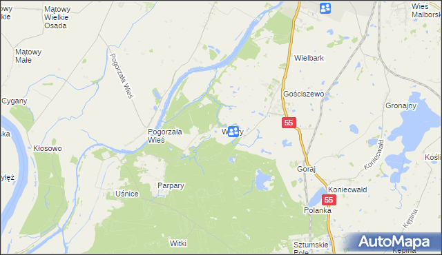 mapa Węgry gmina Sztum, Węgry gmina Sztum na mapie Targeo