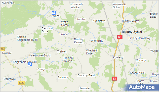 mapa Wiechetki Małe, Wiechetki Małe na mapie Targeo