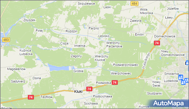 mapa Wierzchy Kluckie, Wierzchy Kluckie na mapie Targeo