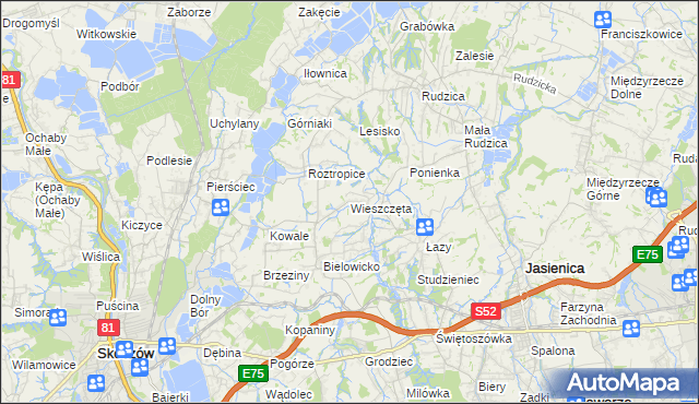 mapa Wieszczęta, Wieszczęta na mapie Targeo