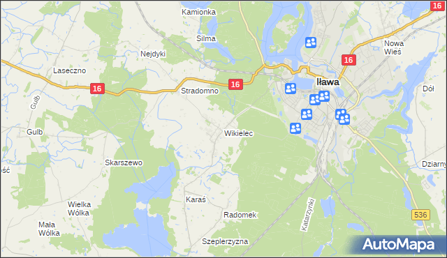 mapa Wikielec gmina Iława, Wikielec gmina Iława na mapie Targeo