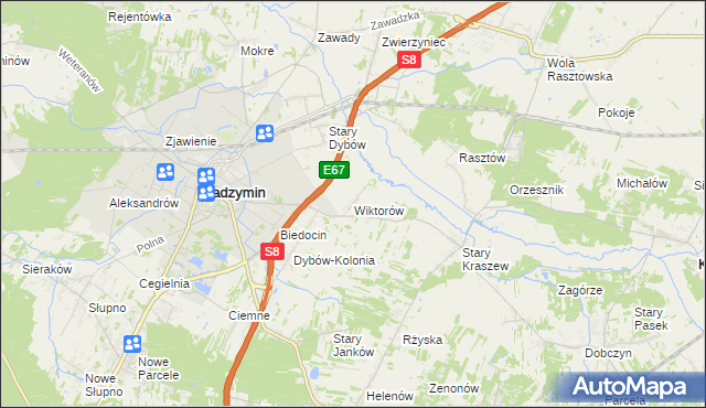 mapa Wiktorów gmina Radzymin, Wiktorów gmina Radzymin na mapie Targeo