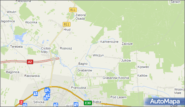 mapa Wilczyn gmina Biała Podlaska, Wilczyn gmina Biała Podlaska na mapie Targeo