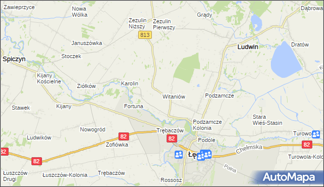 mapa Witaniów, Witaniów na mapie Targeo