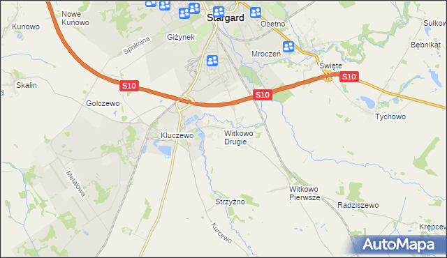 mapa Witkowo Drugie, Witkowo Drugie na mapie Targeo