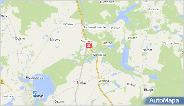 mapa Witniczka, Witniczka na mapie Targeo