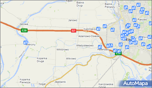 mapa Władysławowo gmina Elbląg, Władysławowo gmina Elbląg na mapie Targeo