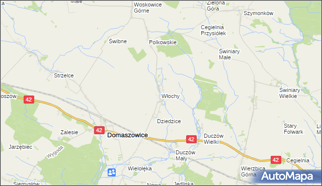 mapa Włochy gmina Domaszowice, Włochy gmina Domaszowice na mapie Targeo