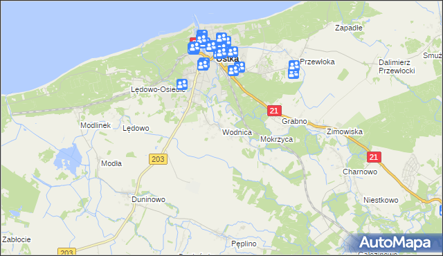 mapa Wodnica gmina Ustka, Wodnica gmina Ustka na mapie Targeo