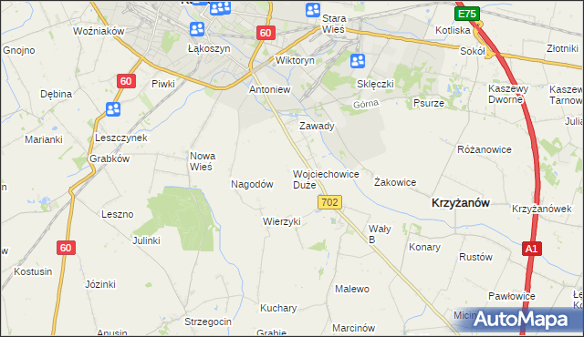 mapa Wojciechowice Duże, Wojciechowice Duże na mapie Targeo